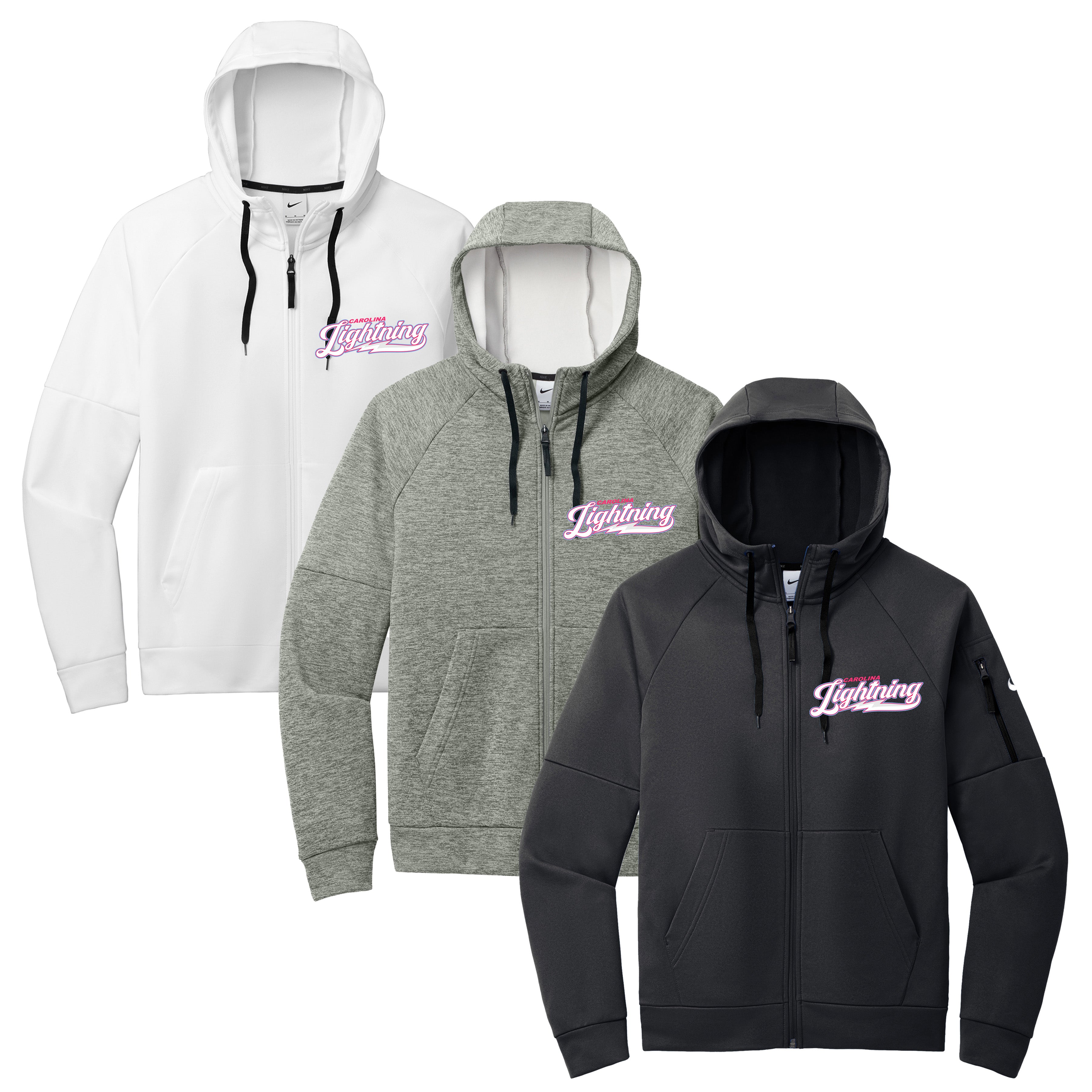 Carolina Lightning Nike Therma-FIT Pocket Full-Zip Fleece Hoodie