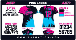Pink Ladies Fastpitch Womens/Girls Full Sublimation Uniform Short Sleeve