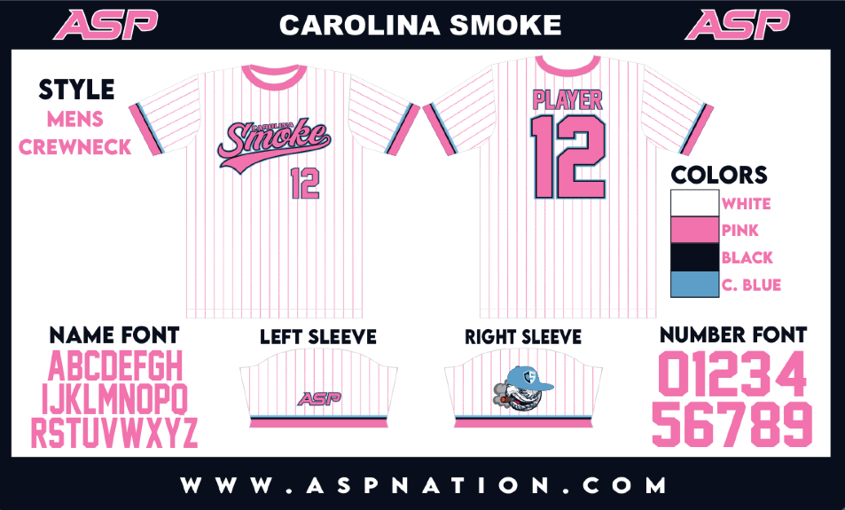 Carolina Smoke Baseball Mens/Boys Full Sublimation Uniform Short Sleeve