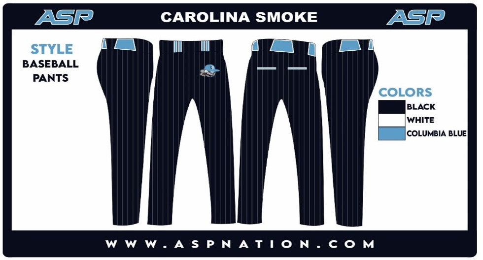 Carolina Smoke Baseball Full Sublimations Full Length Pants