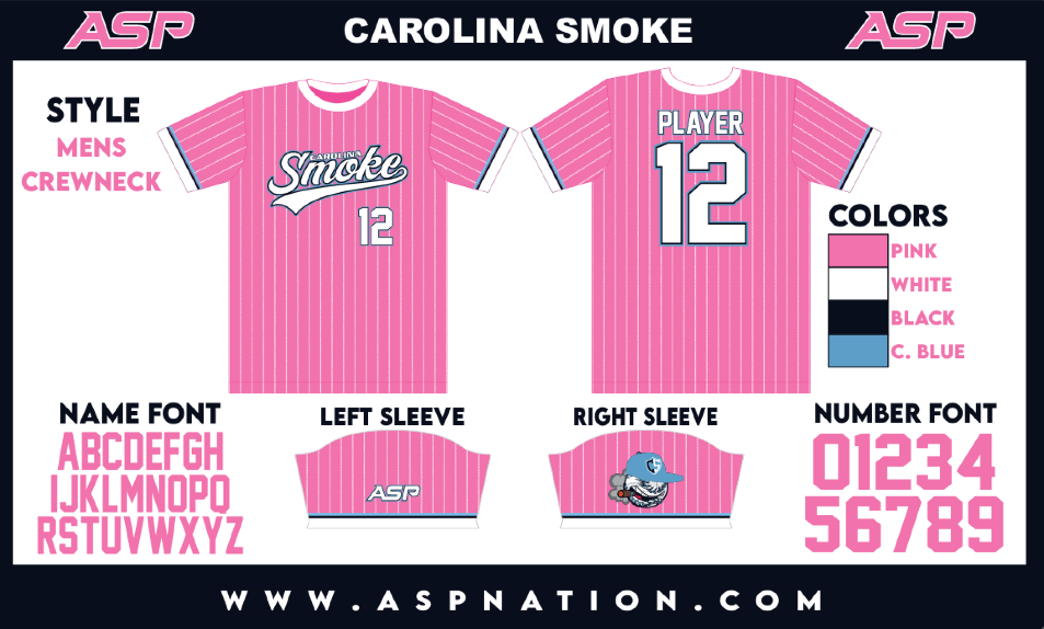 Carolina Smoke Baseball Mens/Boys Full Sublimation Uniform Short Sleeve