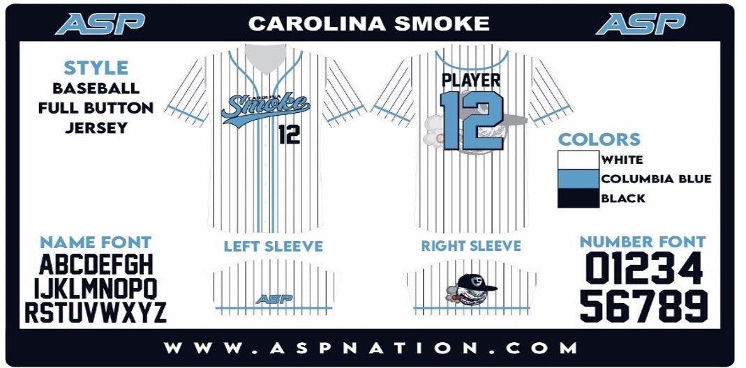 Carolina Smoke Mens/Boys Full Button Full Sublimation Short Sleeve