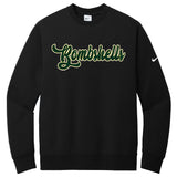 Bombshells Fastpitch Nike Club Fleece Sleeve Swoosh Crew