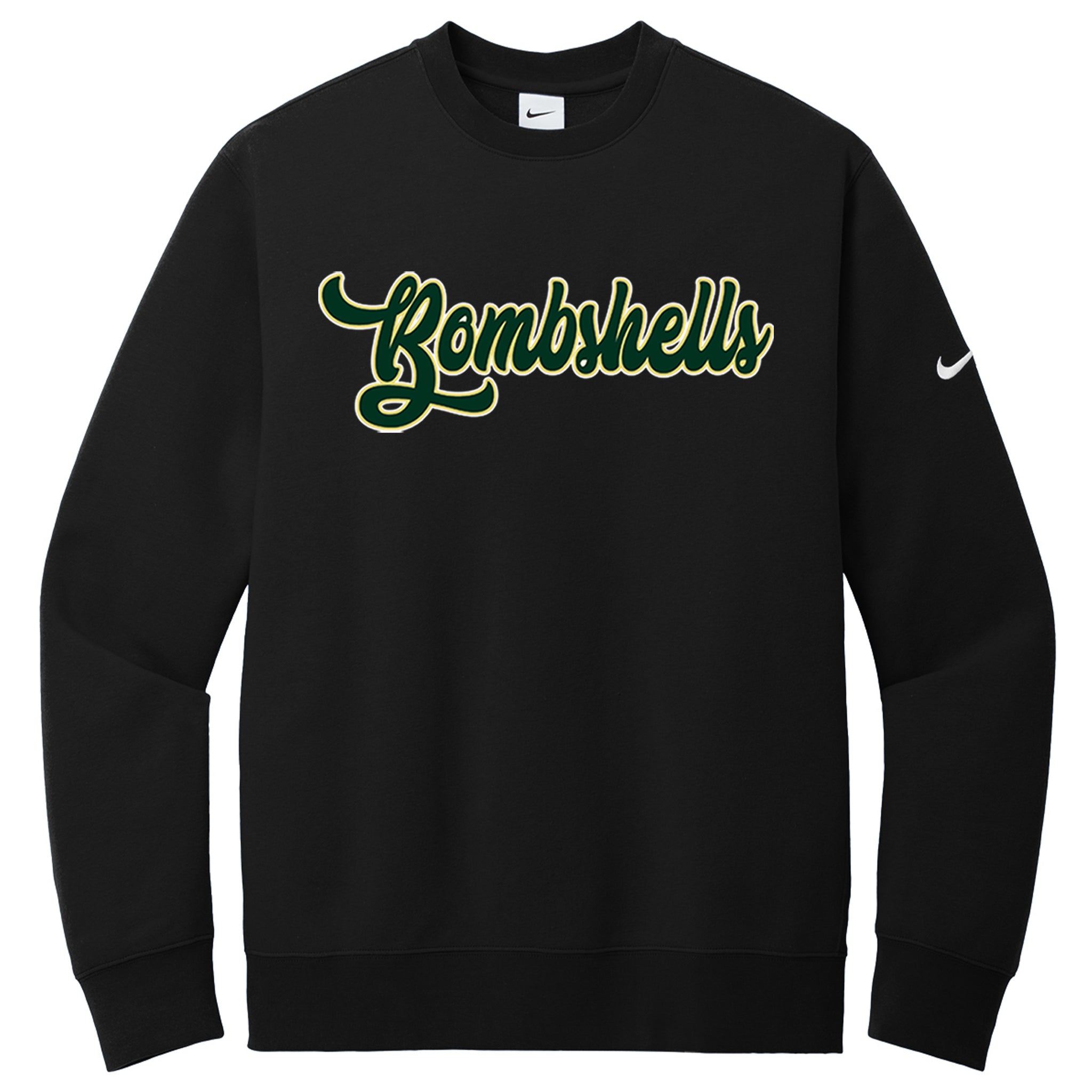 Bombshells Fastpitch Nike Club Fleece Sleeve Swoosh Crew