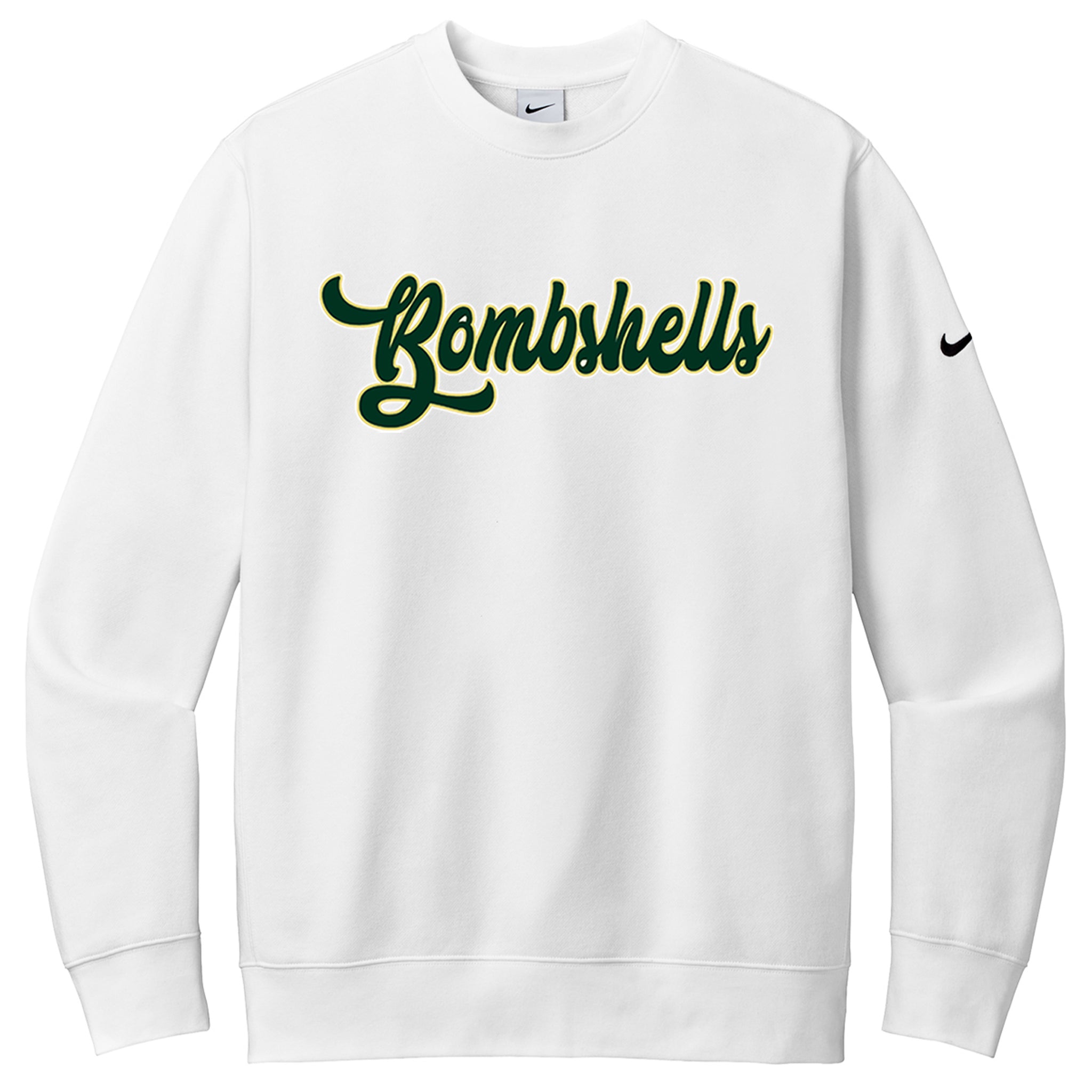 Bombshells Fastpitch Nike Club Fleece Sleeve Swoosh Crew