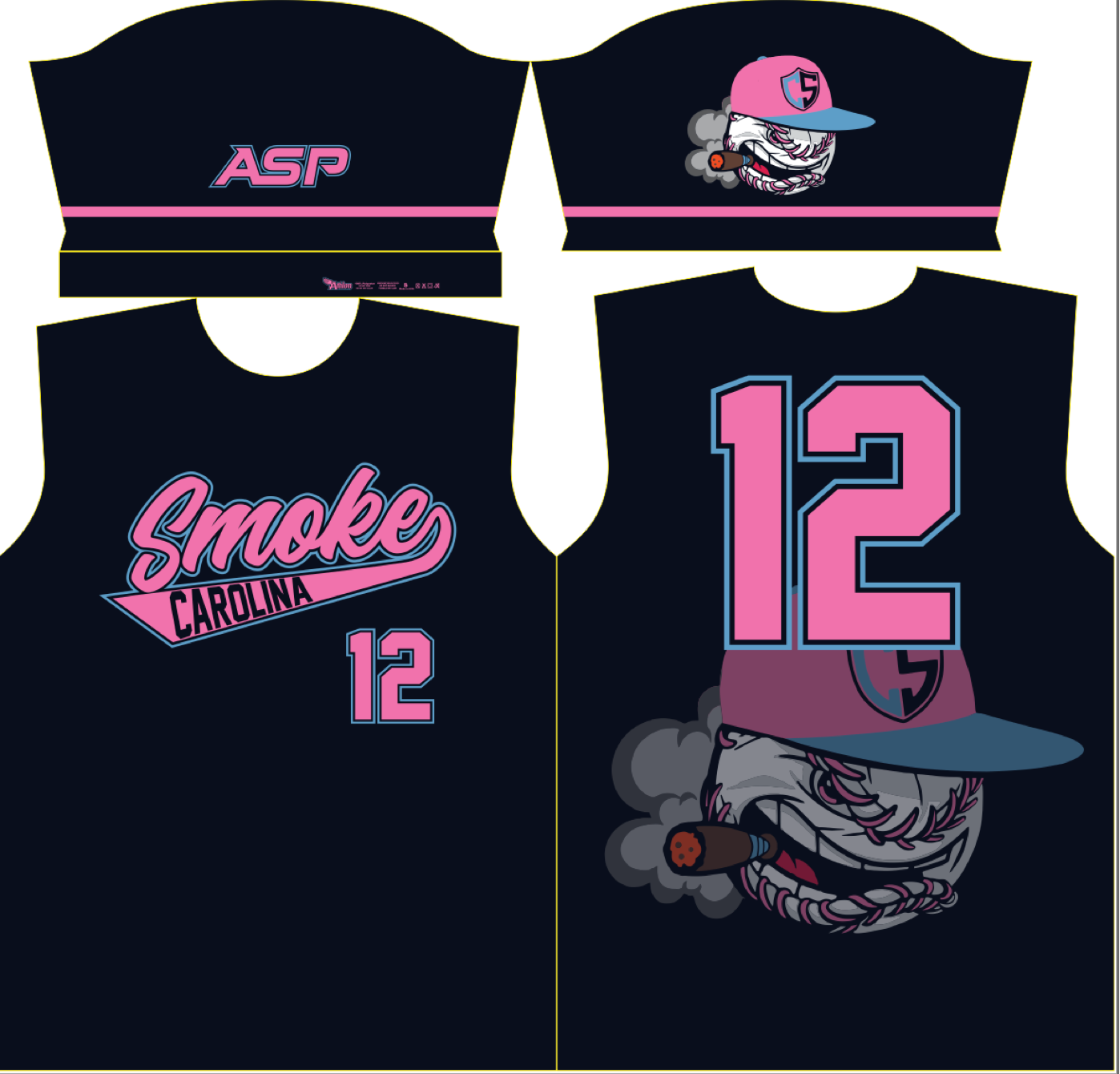 Carolina Smoke Baseball Mens Full Sublimation Uniform Short Sleeve