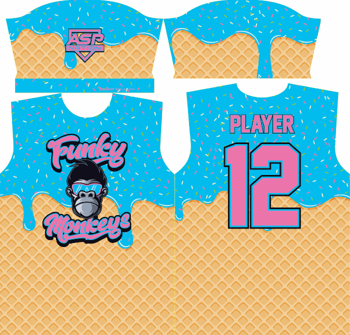 Funky Monkeys Baseball Mens/Boys Full Sublimation Short Sleeve