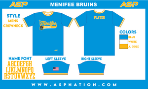 Menifee Bruins Fastpitch Mens/Boys Full Sublimation Uniform Short Sleeve
