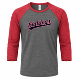 Bulldogs BELLA+CANVAS® Unisex 3/4-Sleeve Baseball Tee