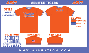 Menifee Tigers Fastpitch Mens/Boys Full Sublimation Uniform Short Sleeve
