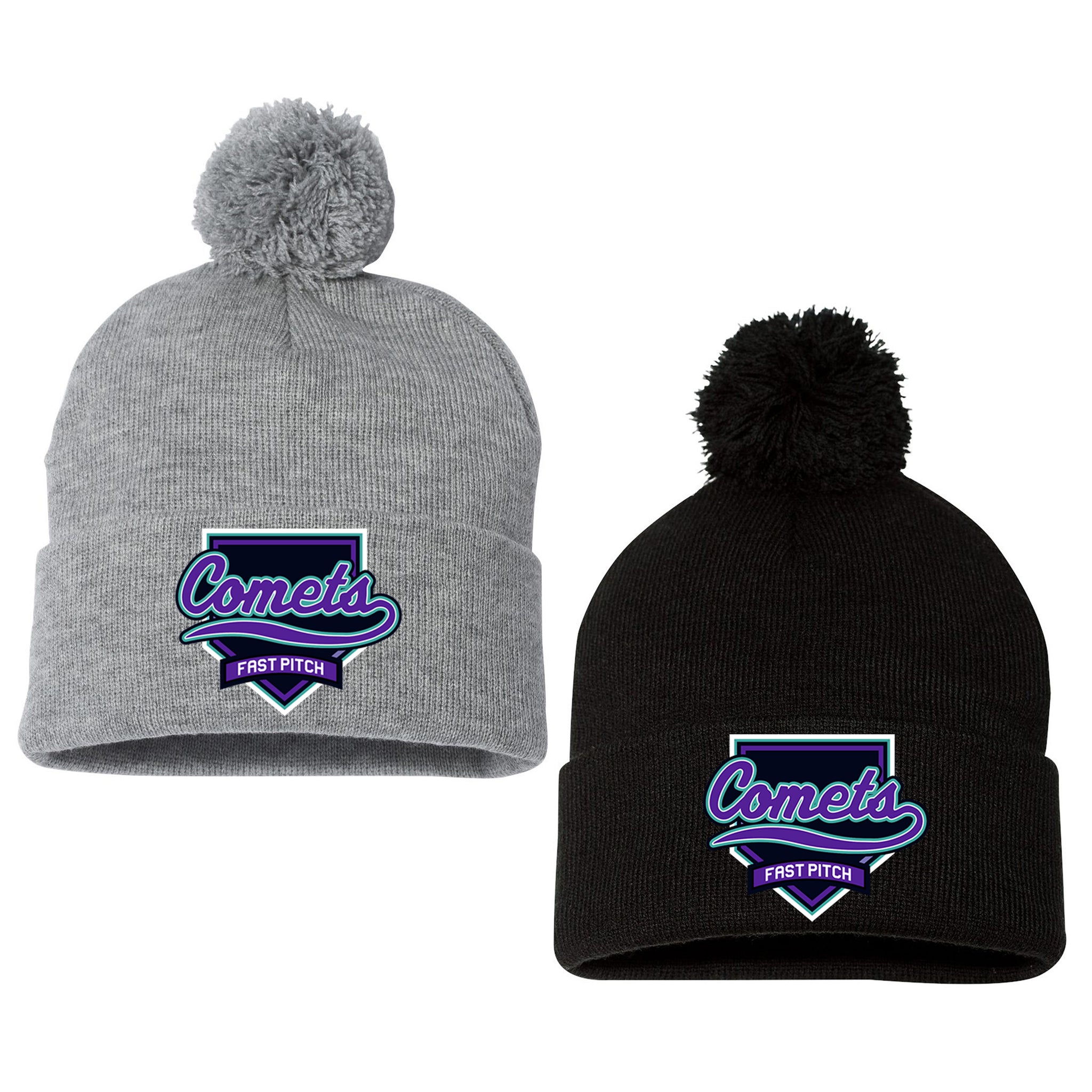 Comets Fastpitch Sportsman 12" Pom-Pom Cuffed Beanie