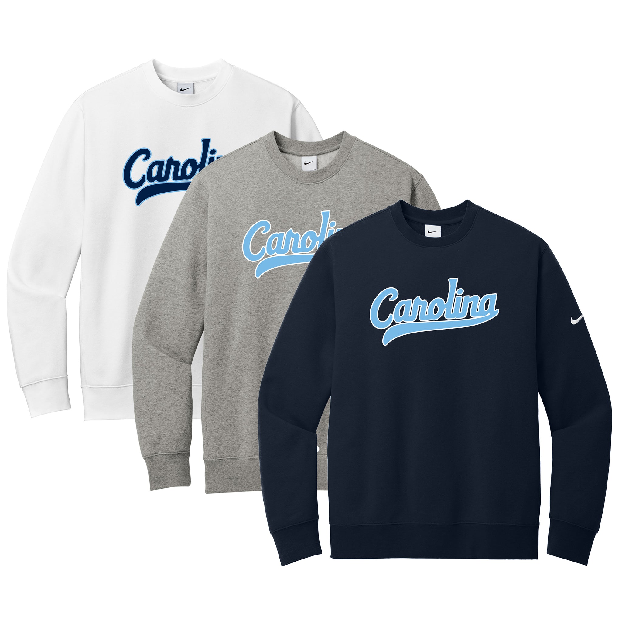 Carolina Baseball Club Nike Club Fleece Sleeve Swoosh Crew