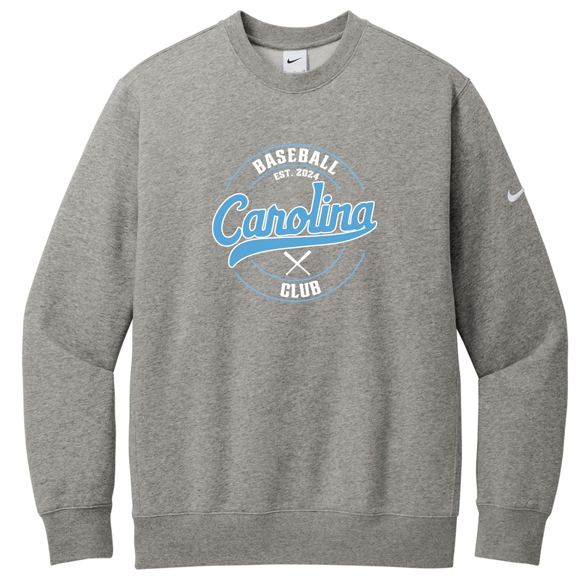 Carolina Baseball Club Nike Club Fleece Sleeve Swoosh Crew