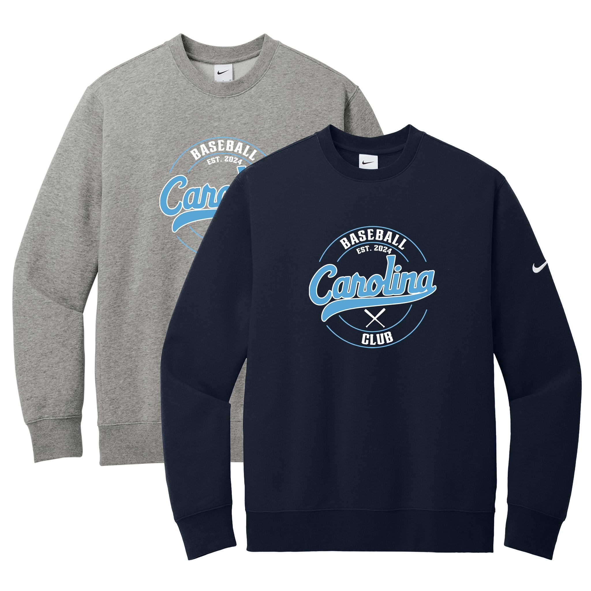 Carolina Baseball Club Nike Club Fleece Sleeve Swoosh Crew