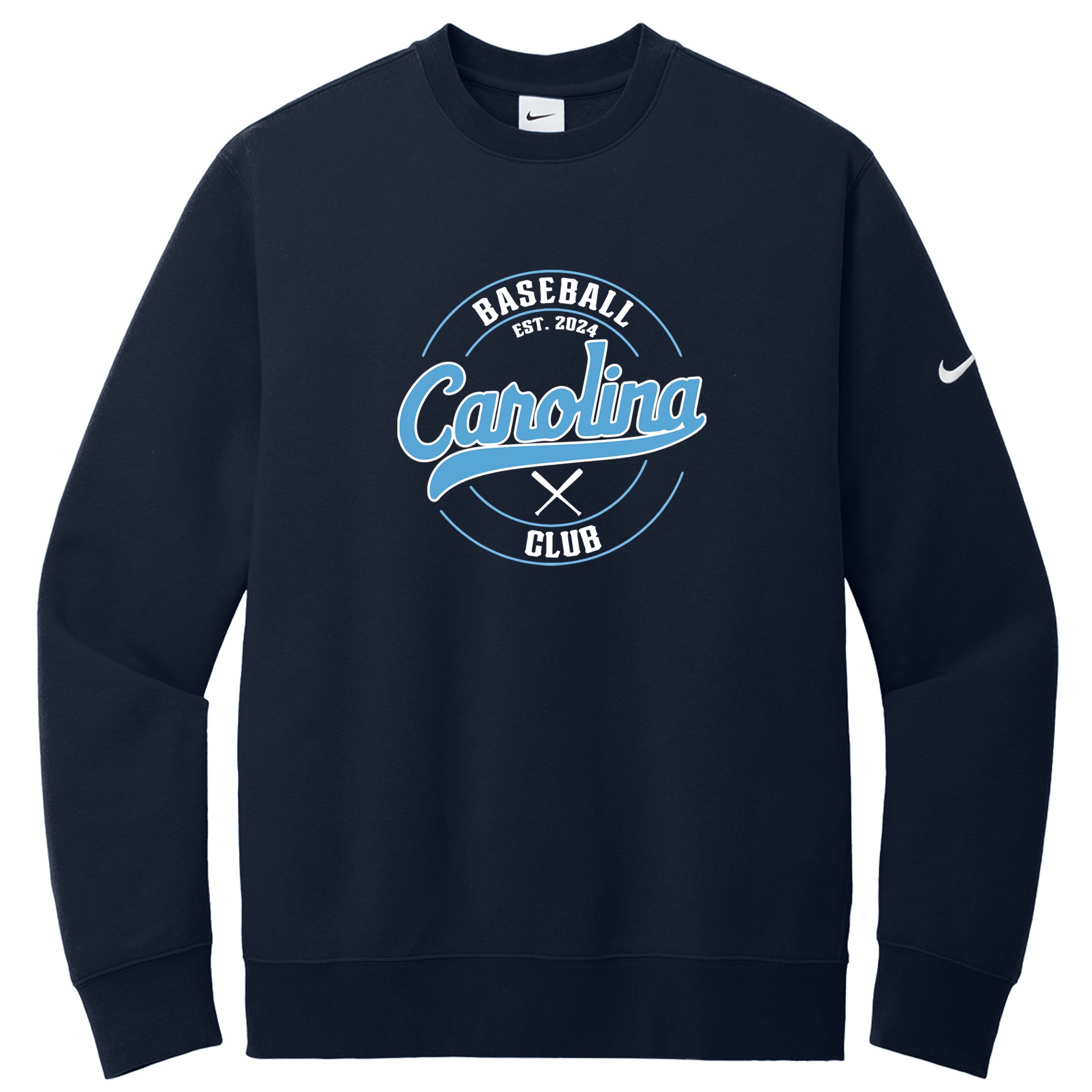 Carolina Baseball Club Nike Club Fleece Sleeve Swoosh Crew