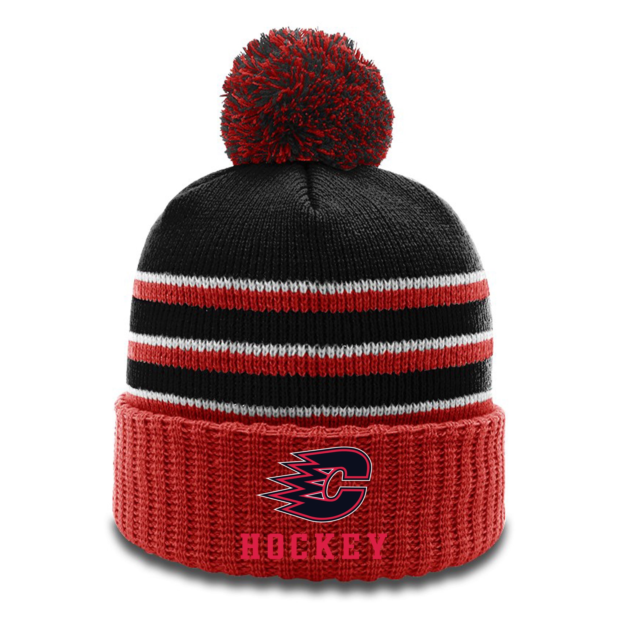 Centennial Hockey 134 | Striped Beanie w/Cuff & Pom
