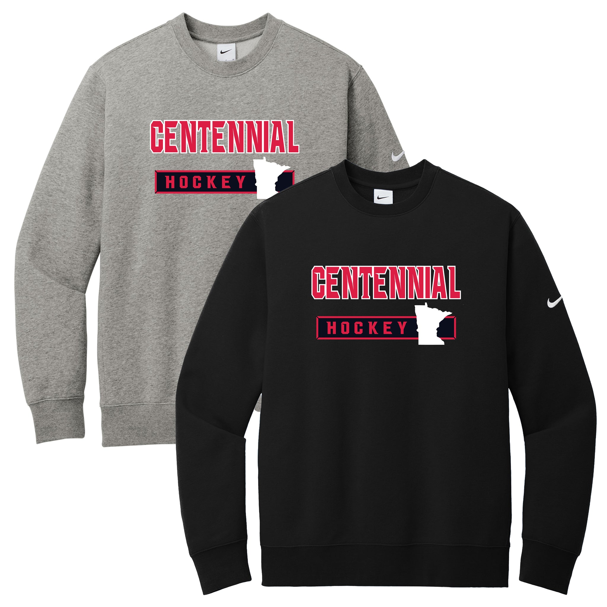 Centennial Hockey Nike Club Fleece Sleeve Swoosh Crew