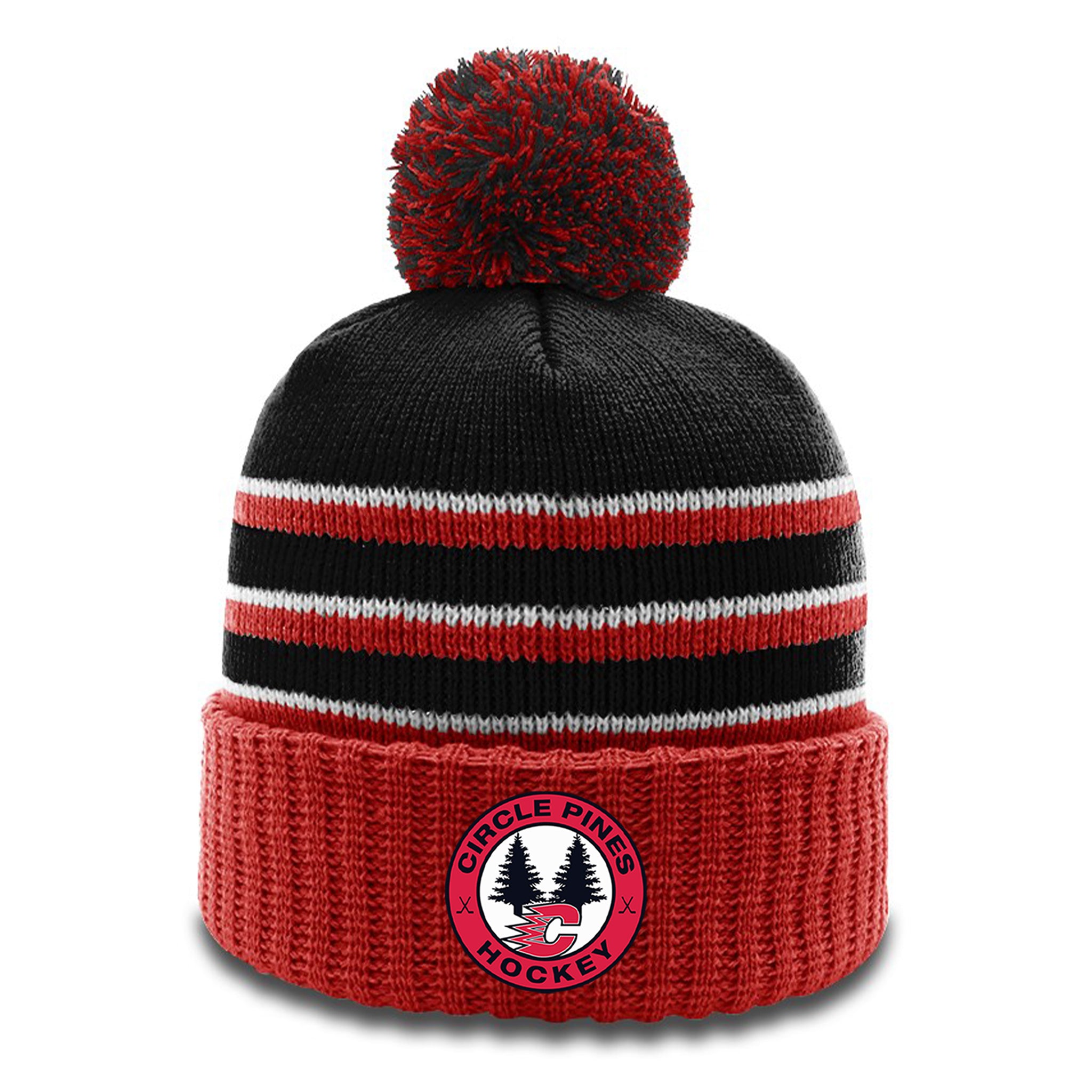 Centennial Hockey 134 | Striped Beanie w/Cuff & Pom