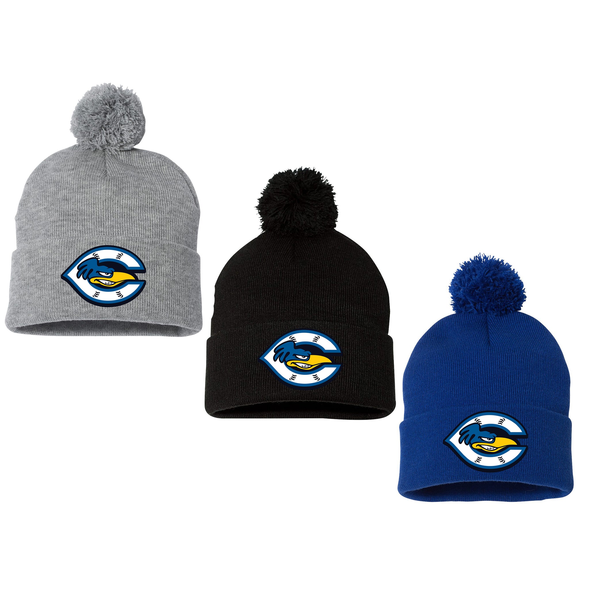 Cherryville Roadrunners Baseball Sportsman 12" Pom-Pom Cuffed Beanie
