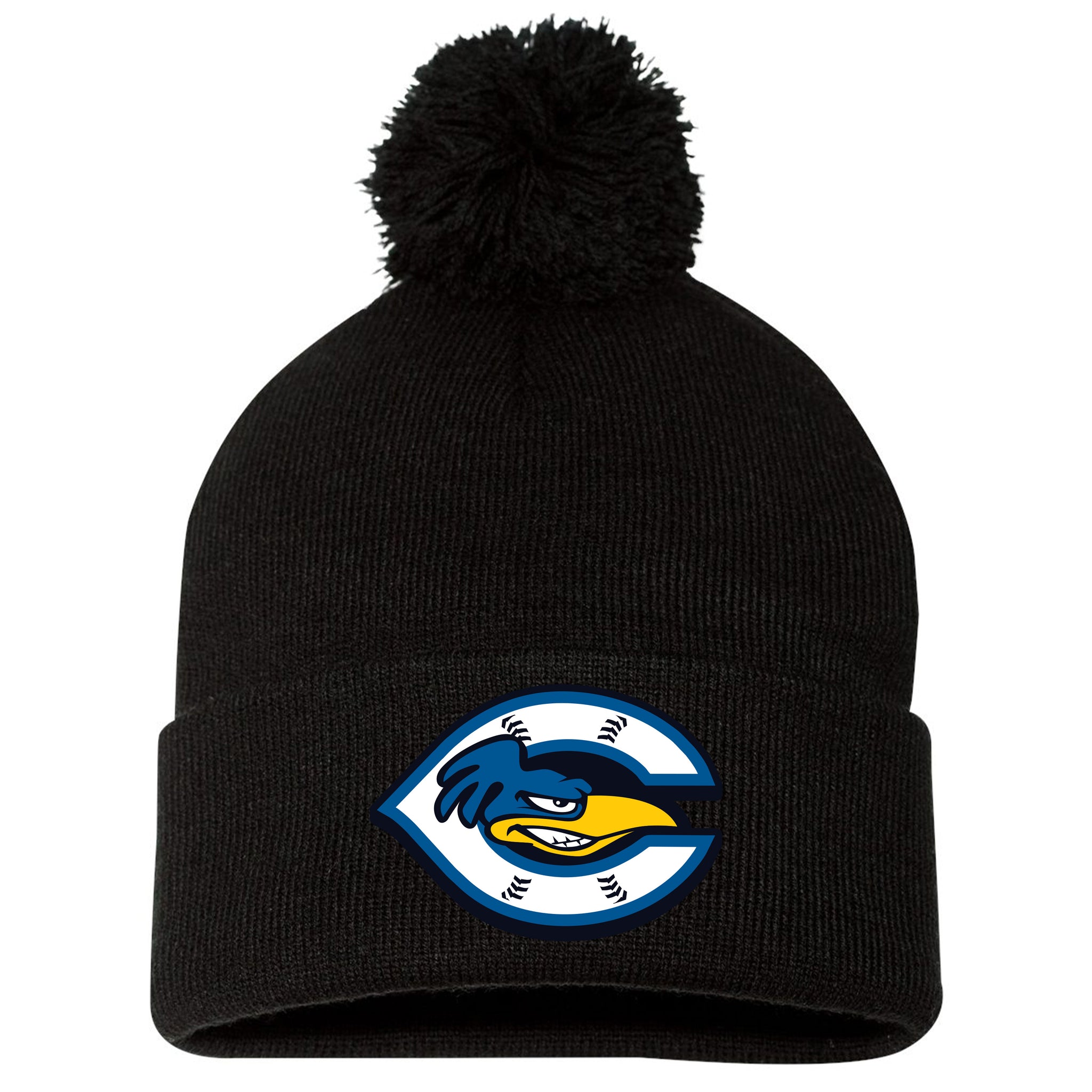 Cherryville Roadrunners Baseball Sportsman 12" Pom-Pom Cuffed Beanie