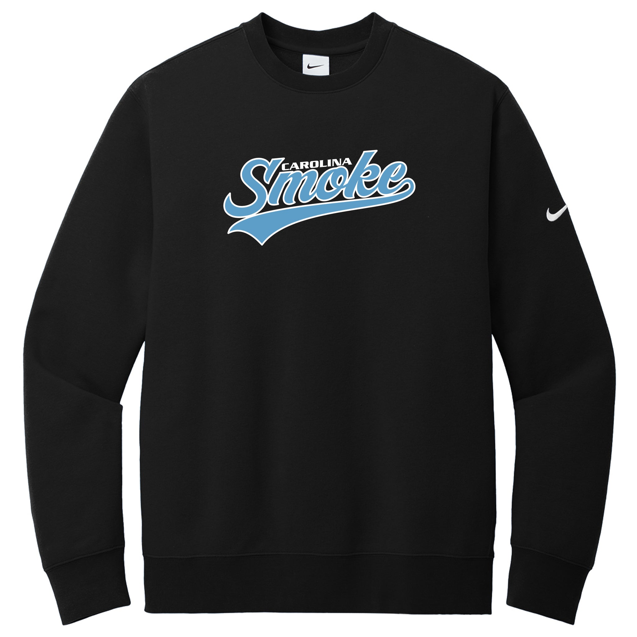 Carolina Smoke Baseball Nike Club Fleece Sleeve Swoosh Crew