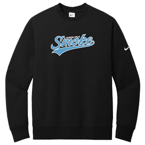 Carolina Smoke Baseball Nike Club Fleece Sleeve Swoosh Crew