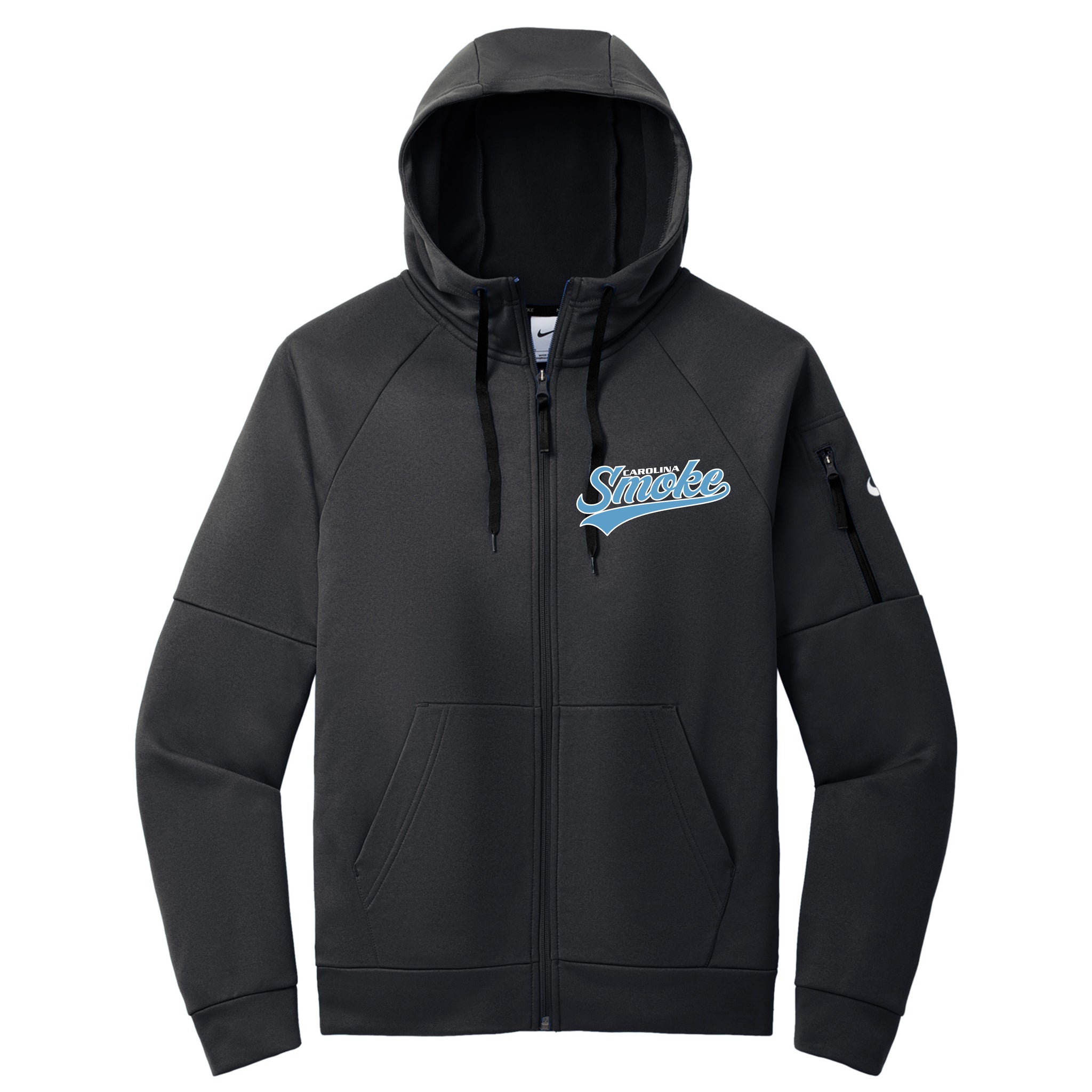 Carolina Smoke Baseball Nike Therma-FIT Pocket Full-Zip Fleece Hoodie