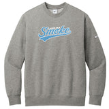 Carolina Smoke Baseball Nike Club Fleece Sleeve Swoosh Crew