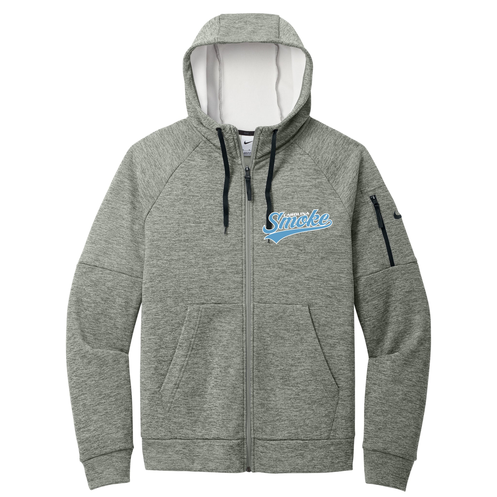 Carolina Smoke Baseball Nike Therma-FIT Pocket Full-Zip Fleece Hoodie