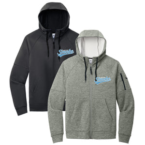 Carolina Smoke Baseball Nike Therma-FIT Pocket Full-Zip Fleece Hoodie