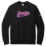 Carolina Smoke Baseball Nike Club Fleece Sleeve Swoosh Crew