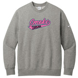 Carolina Smoke Baseball Nike Club Fleece Sleeve Swoosh Crew