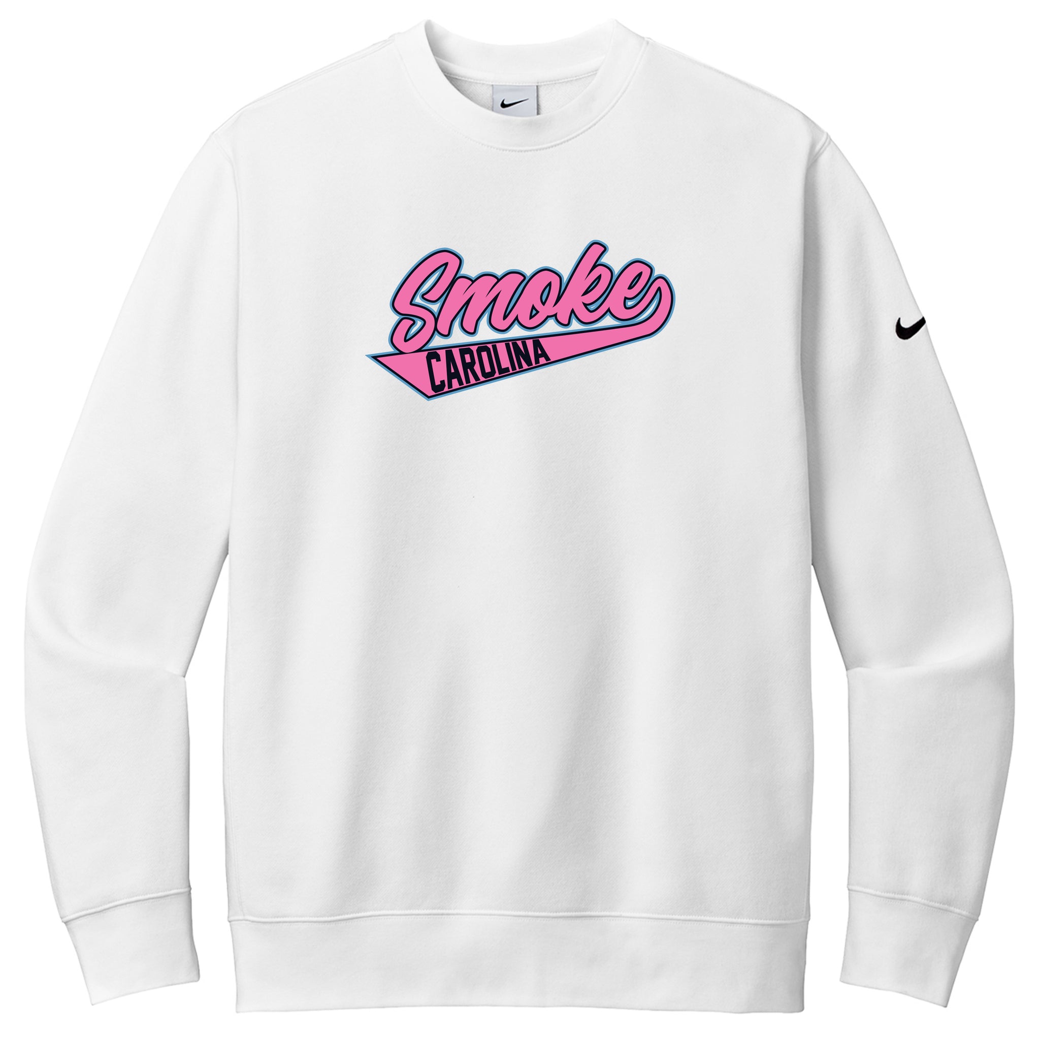 Carolina Smoke Baseball Nike Club Fleece Sleeve Swoosh Crew