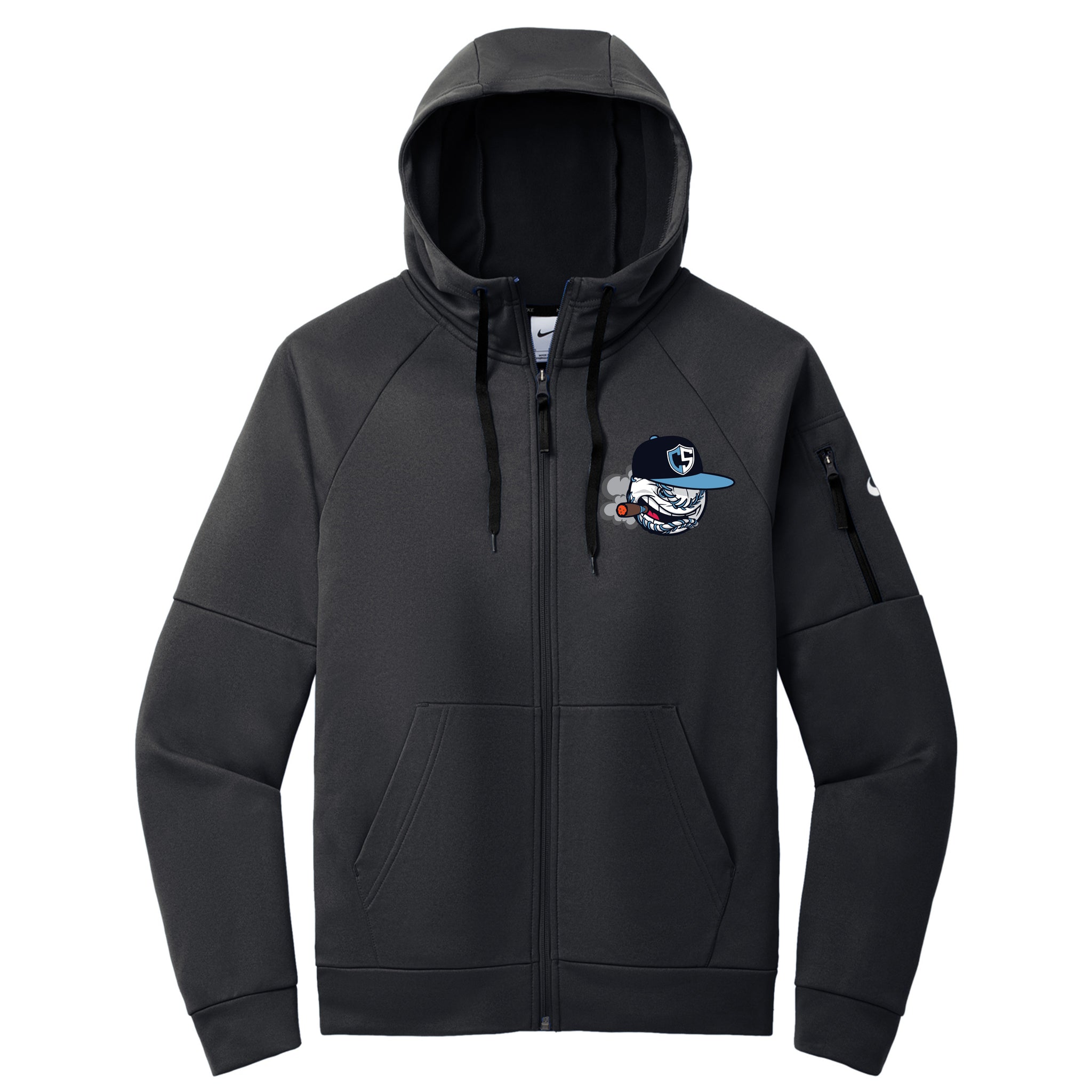 Carolina Smoke Baseball Nike Therma-FIT Pocket Full-Zip Fleece Hoodie