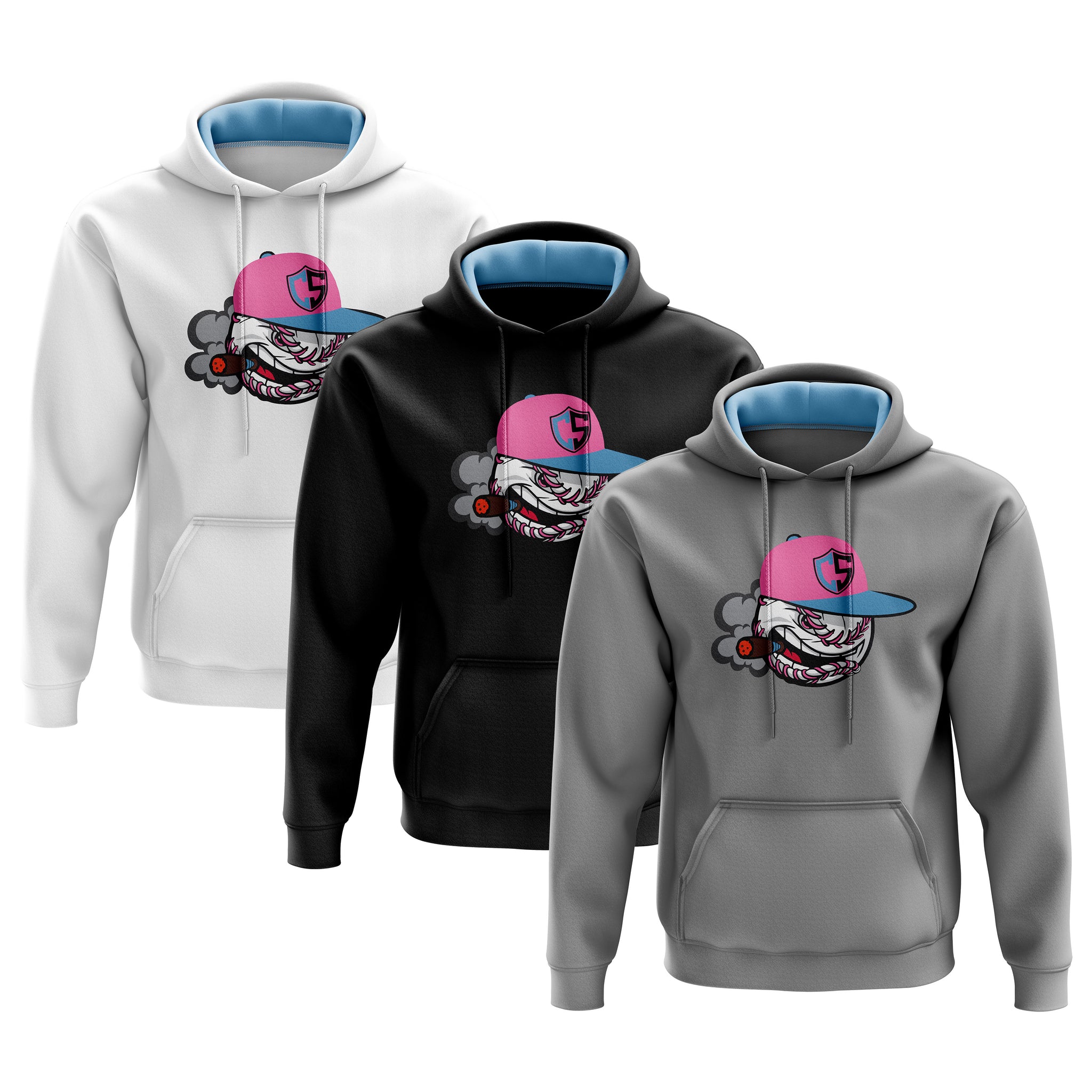 Carolina Smoke Baseball Mens Full Sublimation Hoodie