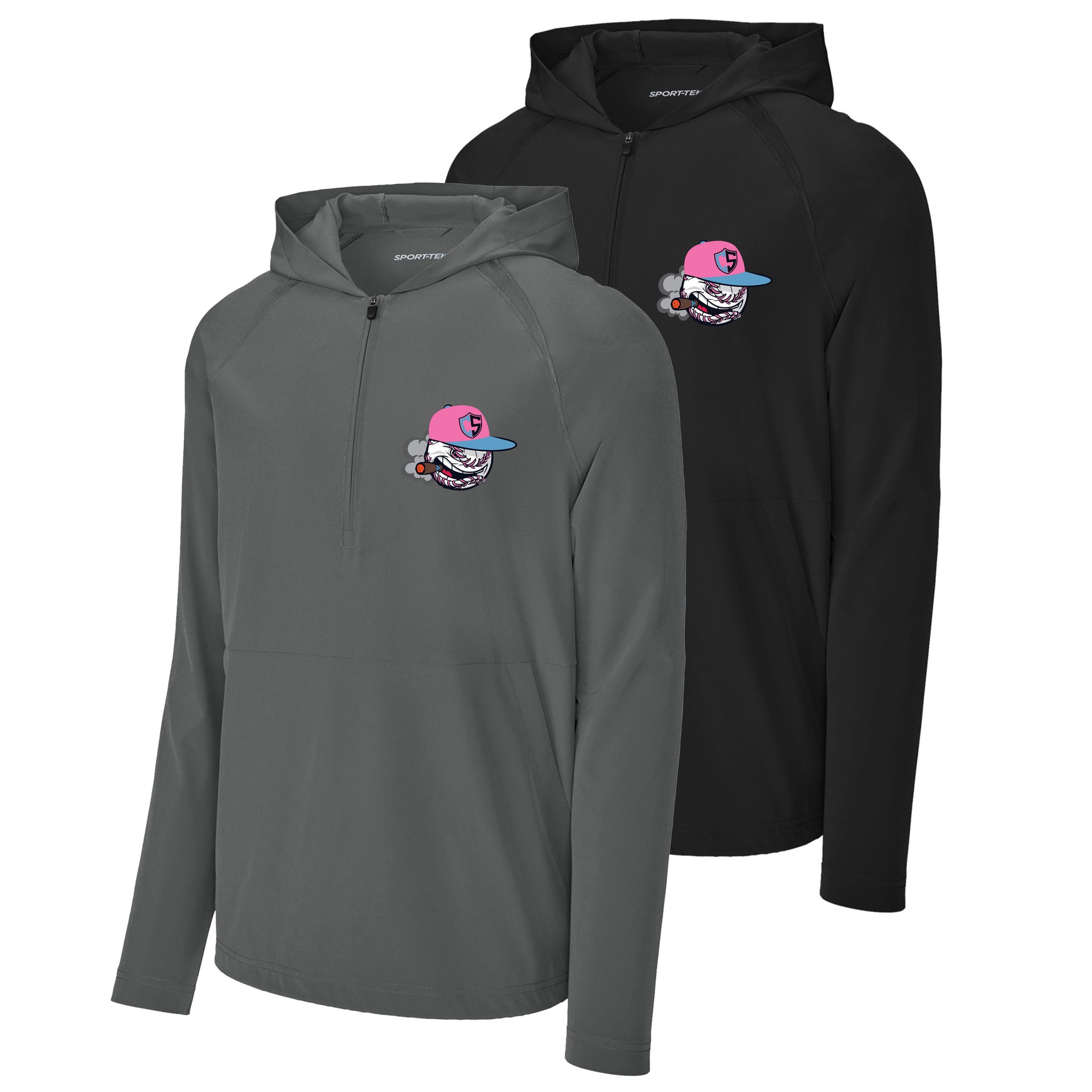 Carolina Smoke Baseball Sport-Tek® Sport-Wick® Stretch 1/2-Zip Hoodie