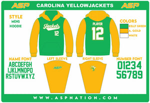 Carolina Yellow Jackets Baseball Mens/Boys Full Sublimation Hoodie