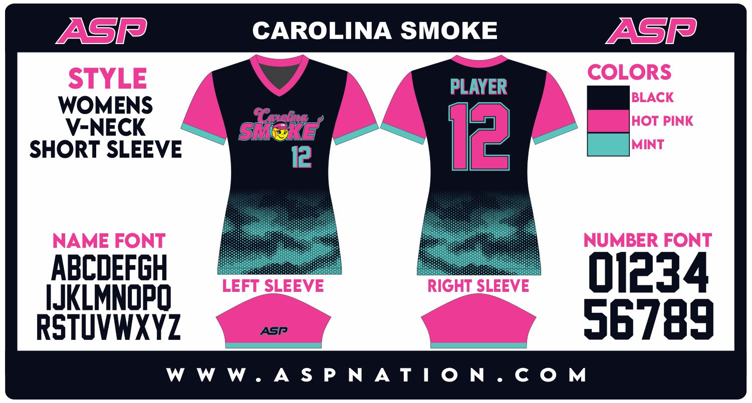 Carolina Smoke Womens/Girls Full Sublimation Uniform Short Sleeve