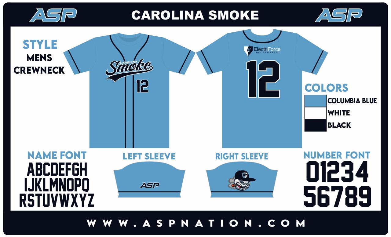 Carolina Smoke Baseball Mens Full Sublimation Uniform Short Sleeve