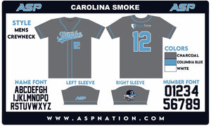 Carolina Smoke Baseball Mens/Boys Full Sublimation Uniform Short Sleeve