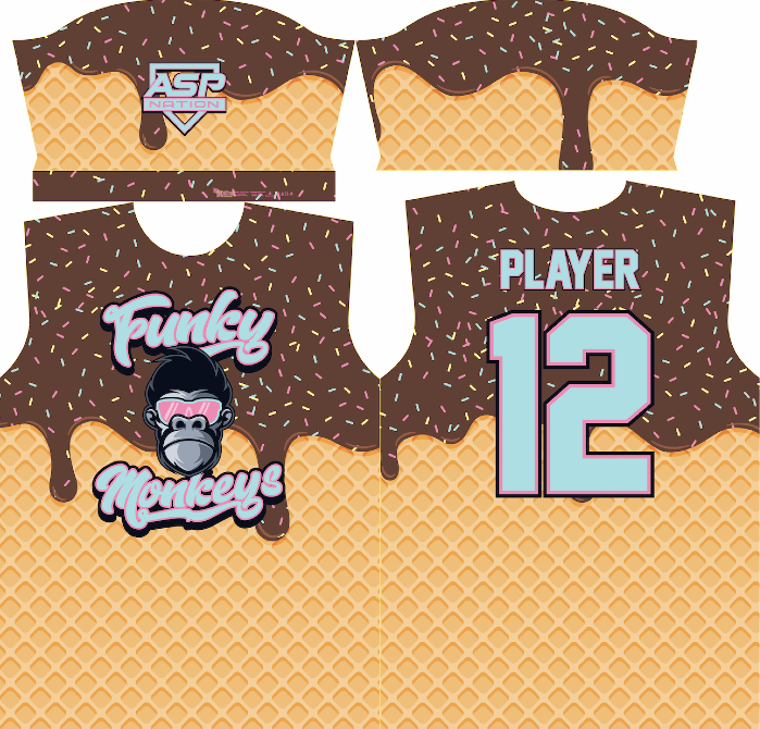 Funky Monkeys Baseball Mens/Boys Full Sublimation Short Sleeve