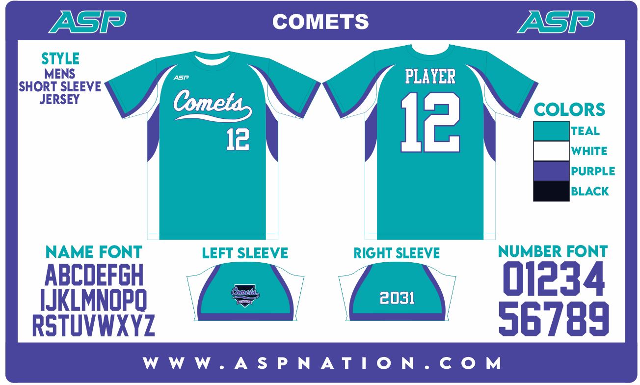 Comets Fastpitch Mens/Boys Full Sublimation Uniform Short Sleeve