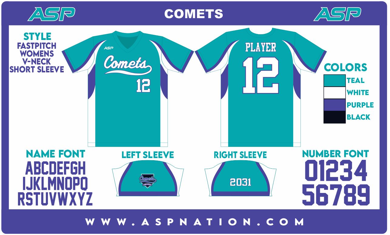 Comets Fastpitch Womens/Girls Full Sublimation Uniform Short Sleeve