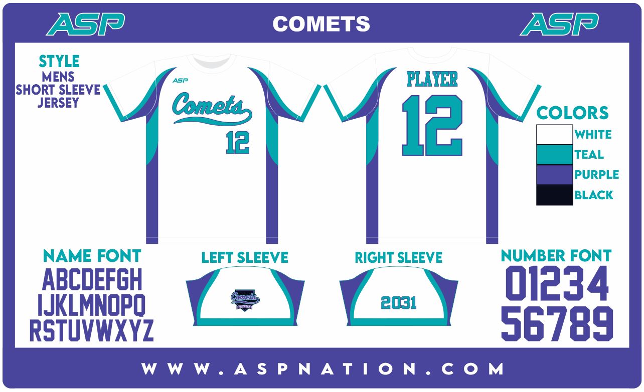 Comets Fastpitch Mens/Boys Full Sublimation Uniform Short Sleeve