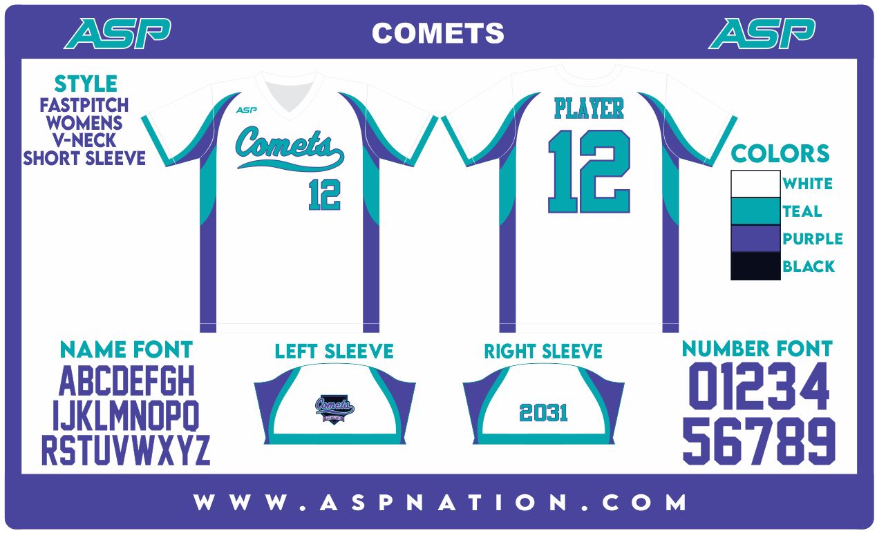 Comets Fastpitch Womens/Girls Full Sublimation Uniform Short Sleeve