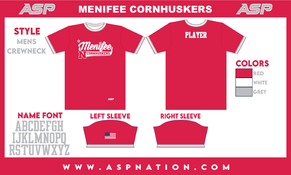 Menifee Cornhuskers Fastpitch Mens/Boys Full Sublimation Uniform Short Sleeve