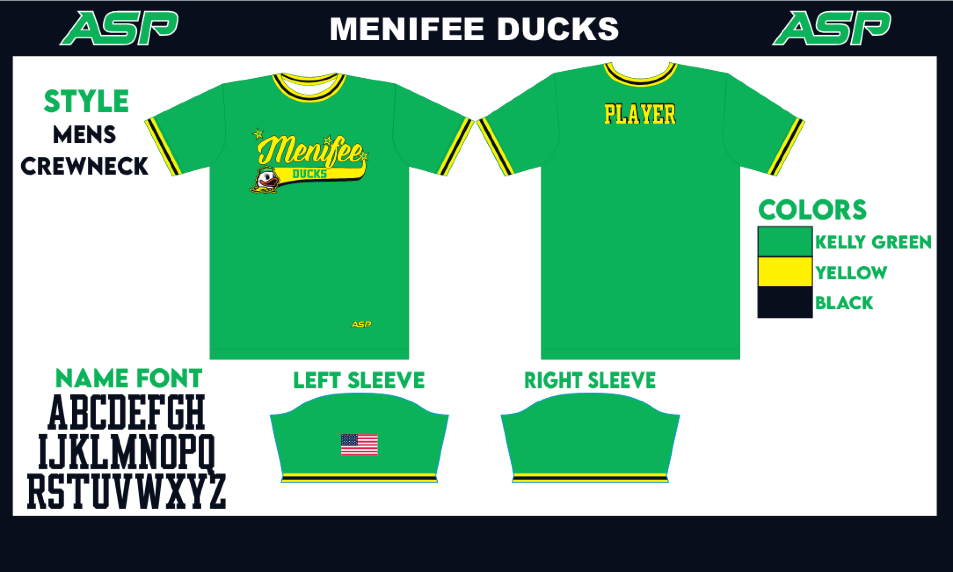 Menifee Ducks Fastpitch Mens/Boys Full Sublimation Uniform Short Sleeve