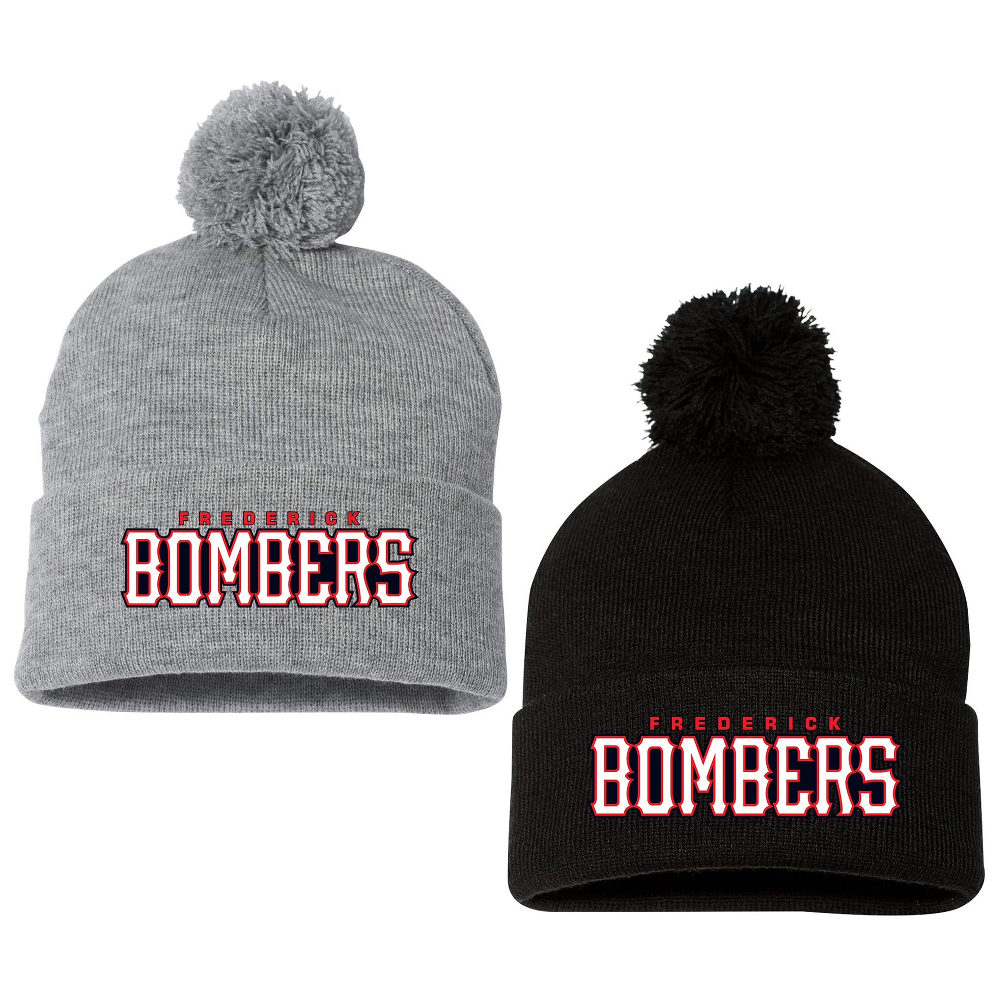 Frederick Bombers Baseball Sportsman 12" Pom-Pom Cuffed Beanie