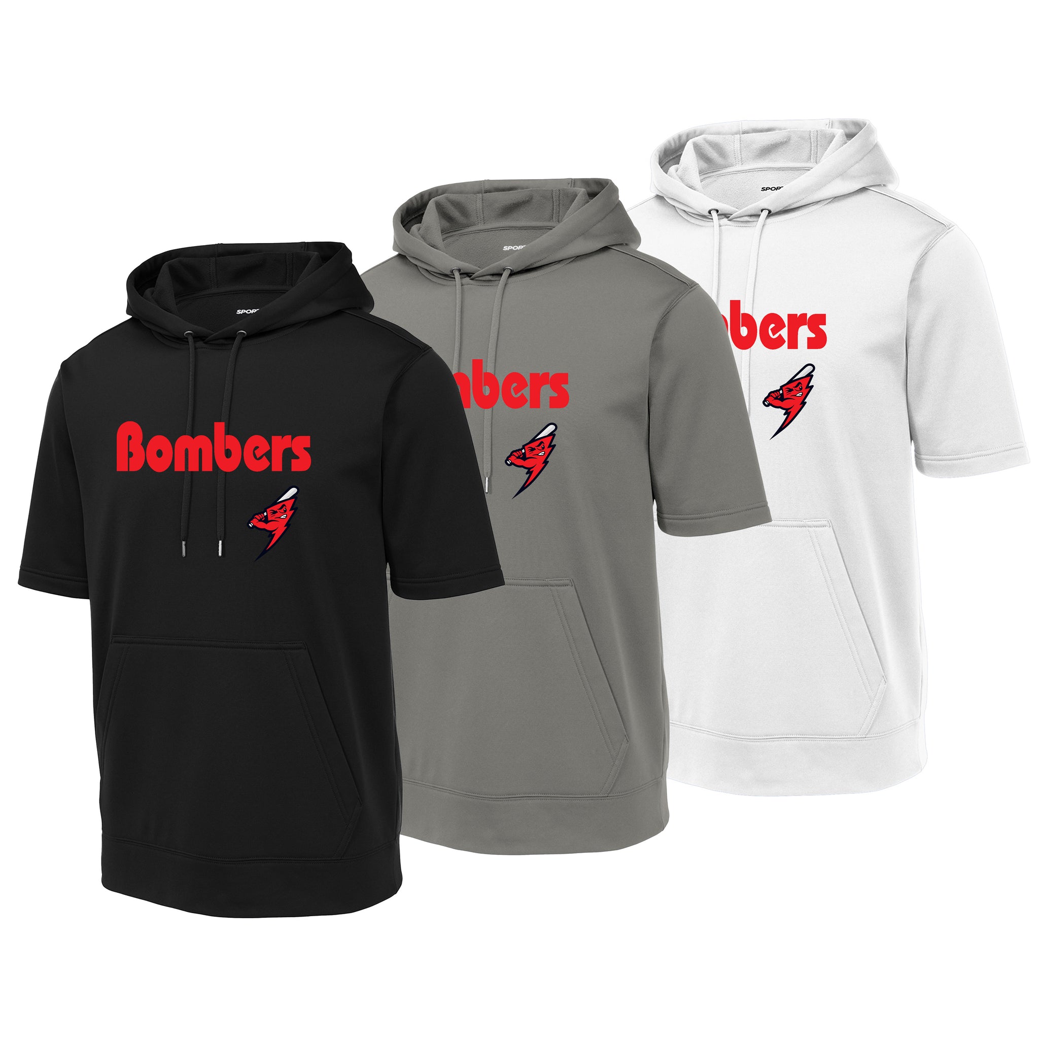 Frederick Bombers Baseball Sport-Tek ® Sport-Wick ® Fleece Short Sleeve Hooded Pullover