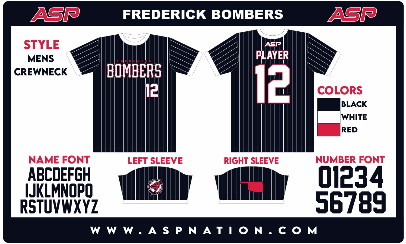 Frederick Bombers Baseball Mens/Boys Full Sublimation Uniform Short Sleeve